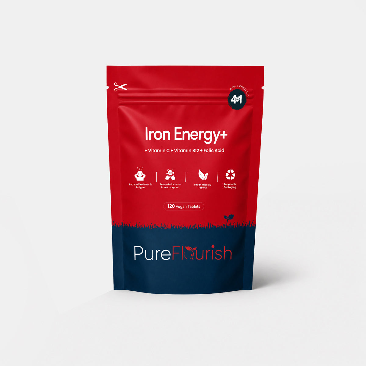 Iron Energy+ | Iron, Vitamin C, B12 & Folic Acid | Vegan Tablets