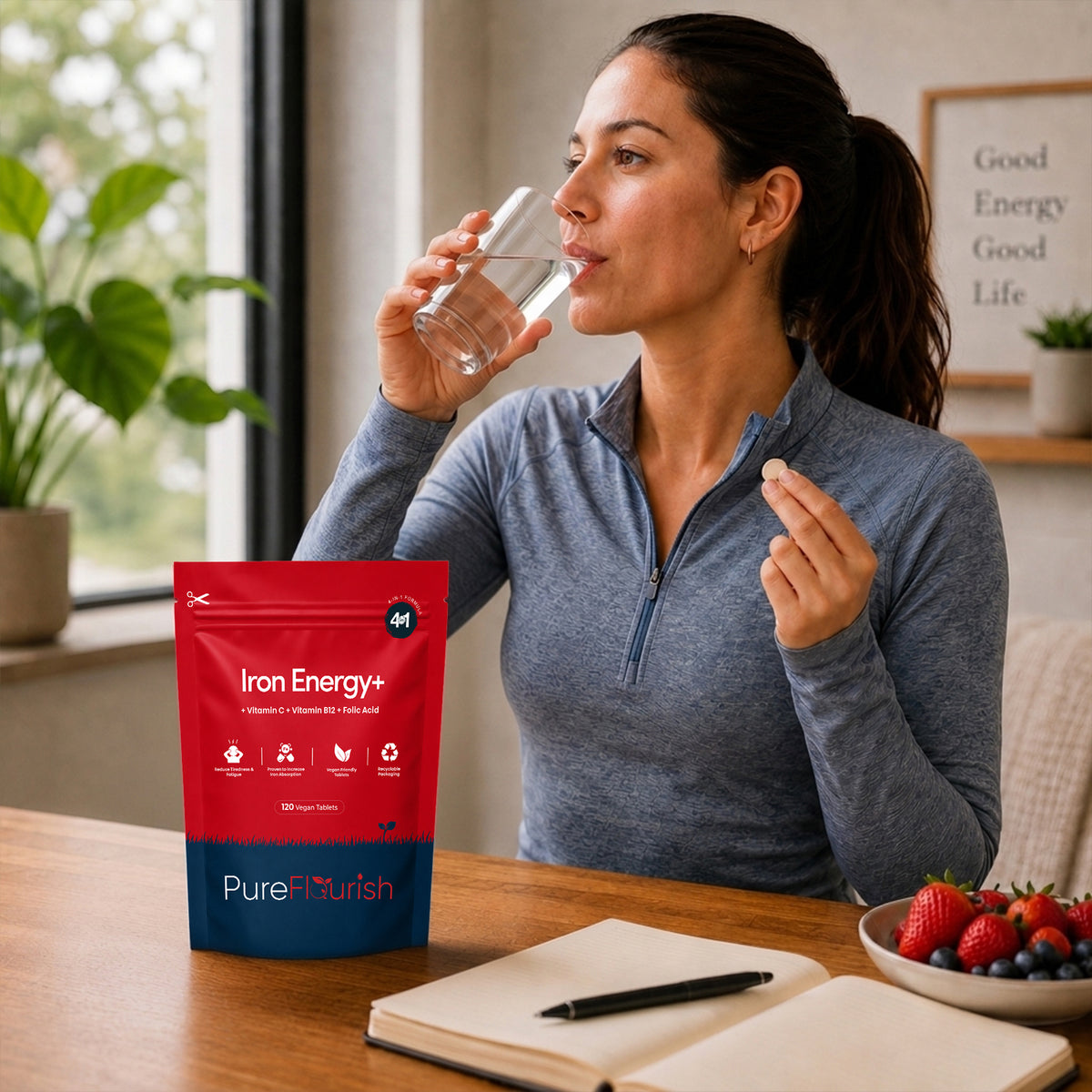 Iron Energy+ | Iron, Vitamin C, B12 & Folic Acid | Vegan Tablets