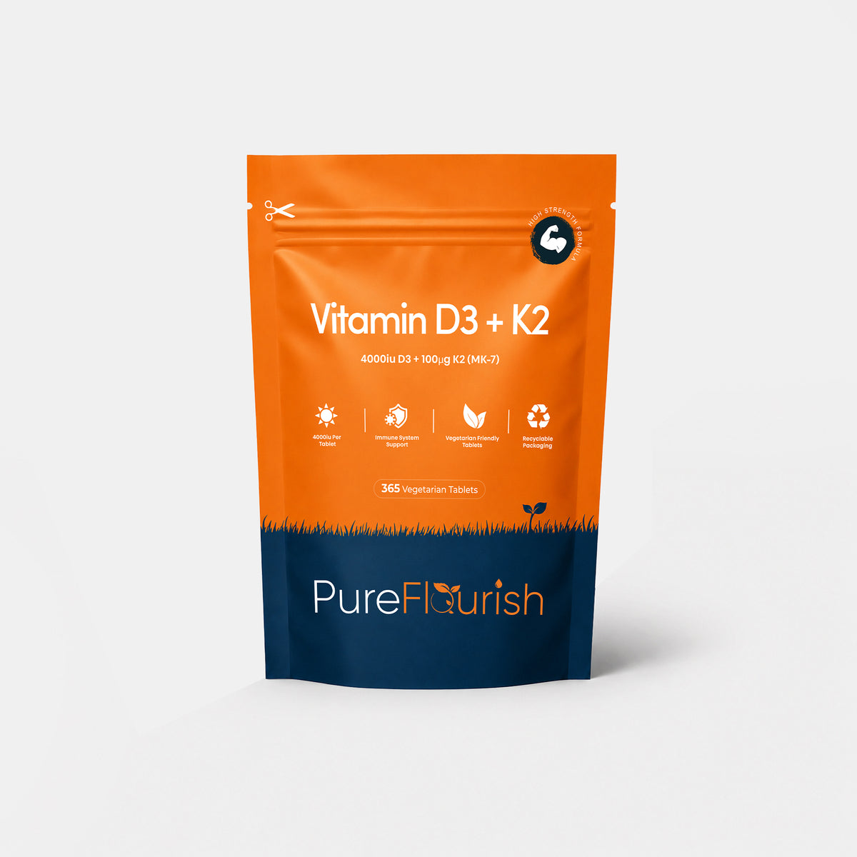 Vitamin D3 4000 IU + K2 MK-7 | High Strength | 120 Tablets